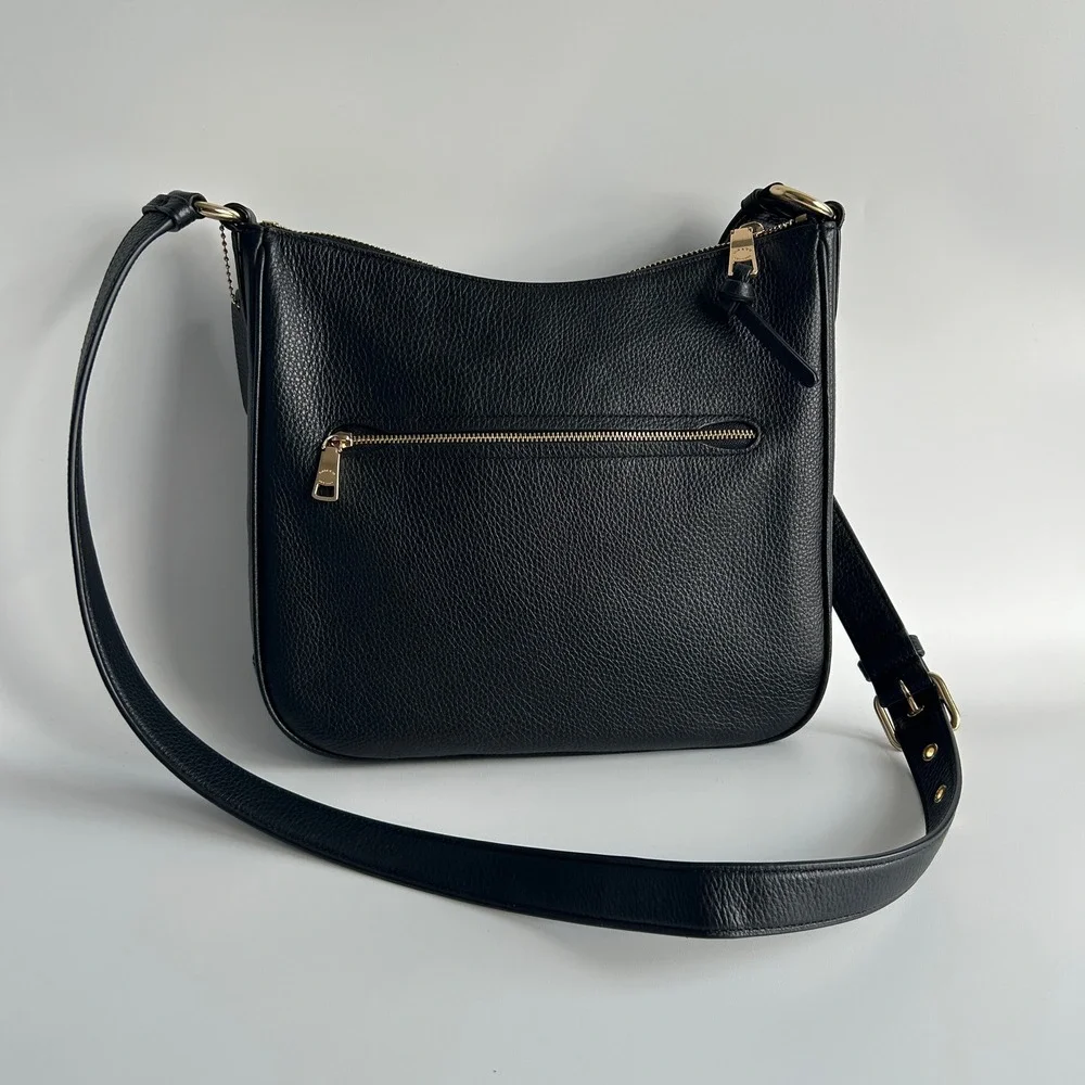 Coach Ellie File Bag Black Pebbled Leather Crossbody CU960 Excellent